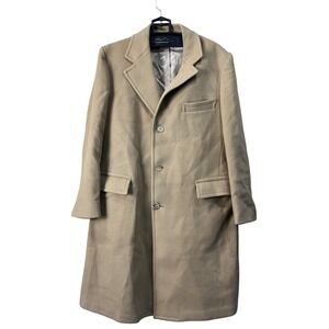 Zero King Overcoat Mens 42 Camel Tan Vintage‎ 100% Pure Wool Long Topcoat USA